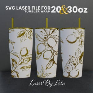 Lemon Laser Engraved Full Wrap Design For 20 and 30 oz Tumbler, Lemon SVG Laser file, Fruit Wrap for Laser Rotary Machine