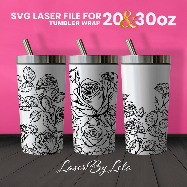 Rose Laser Engraved Tumbler Wrap Design: 20oz 30oz SVG File - Etsy