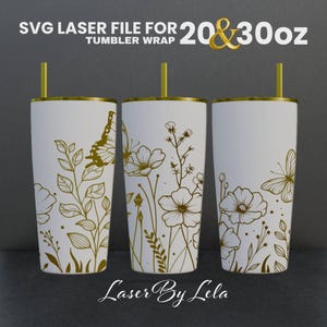 Botanical Laser Engraved Full Wrap Design For 20 and 30 oz Tumbler, Tiny Flowers, SVG Laser file, Botanical Wrap for Laser Rotary Machine