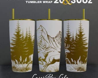 Deer Laser Engraved Tumbler Wrap Design: 20oz & 30oz SVG File