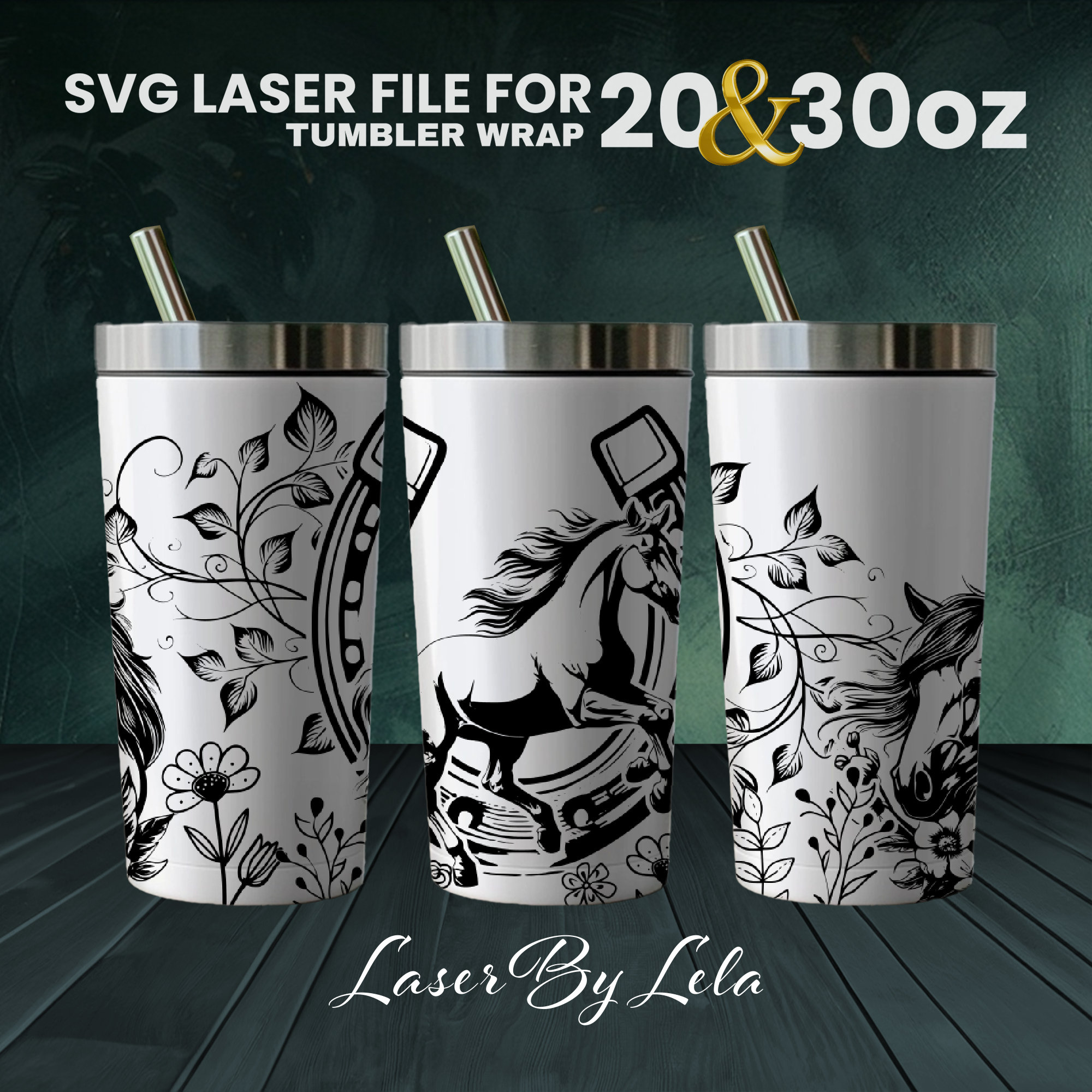 Horse Laser Engraved Tumbler Wrap Design: 20oz 30oz SVG File - Etsy