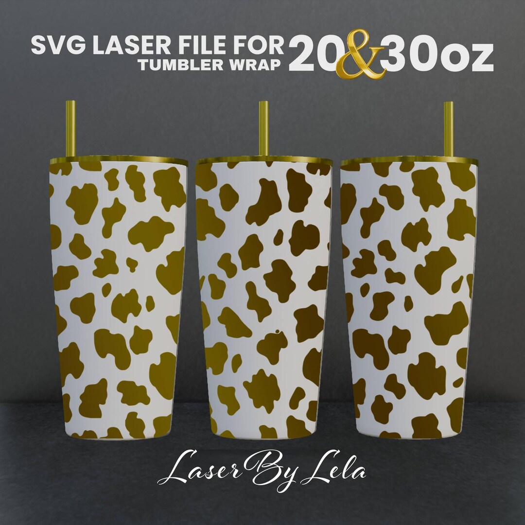 Cow Print Tumbler Wrap SVG: Laser Engraved Design, 20oz 30oz (digital ...