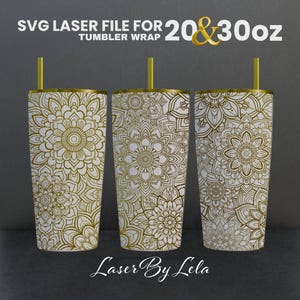 Mandala Laser Engraved Full Wrap Design For 20 and 30 oz Tumbler, Flower Mandala SVG Laser file, Mandala Wrap for Laser Rotary Machine