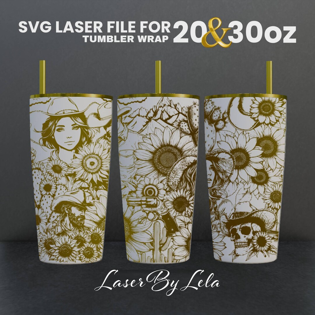 Western Sunflower Laser Engraved Tumbler Wrap: 20oz 30oz SVG File - Etsy