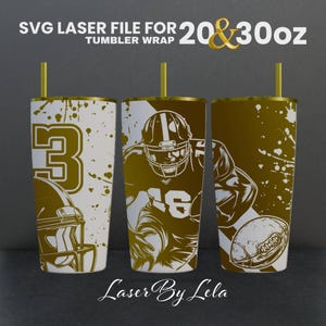 American Football Laser Engraved Full Wrap Design For 20 and 30 oz Tumbler, Football SVG Laser file, Tumbler Wrap for Laser Rotary Machine