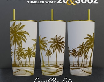 Palm Tree Tumbler Wrap Design: Laser Engraved SVG File (20 & 30 oz Tumblers)