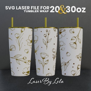 Mini Flowers Laser Engraved Full Wrap Design For 20 and 30 oz Tumbler, Flowers SVG Laser file, Floral Tumbler Wrap for Laser Rotary Machine