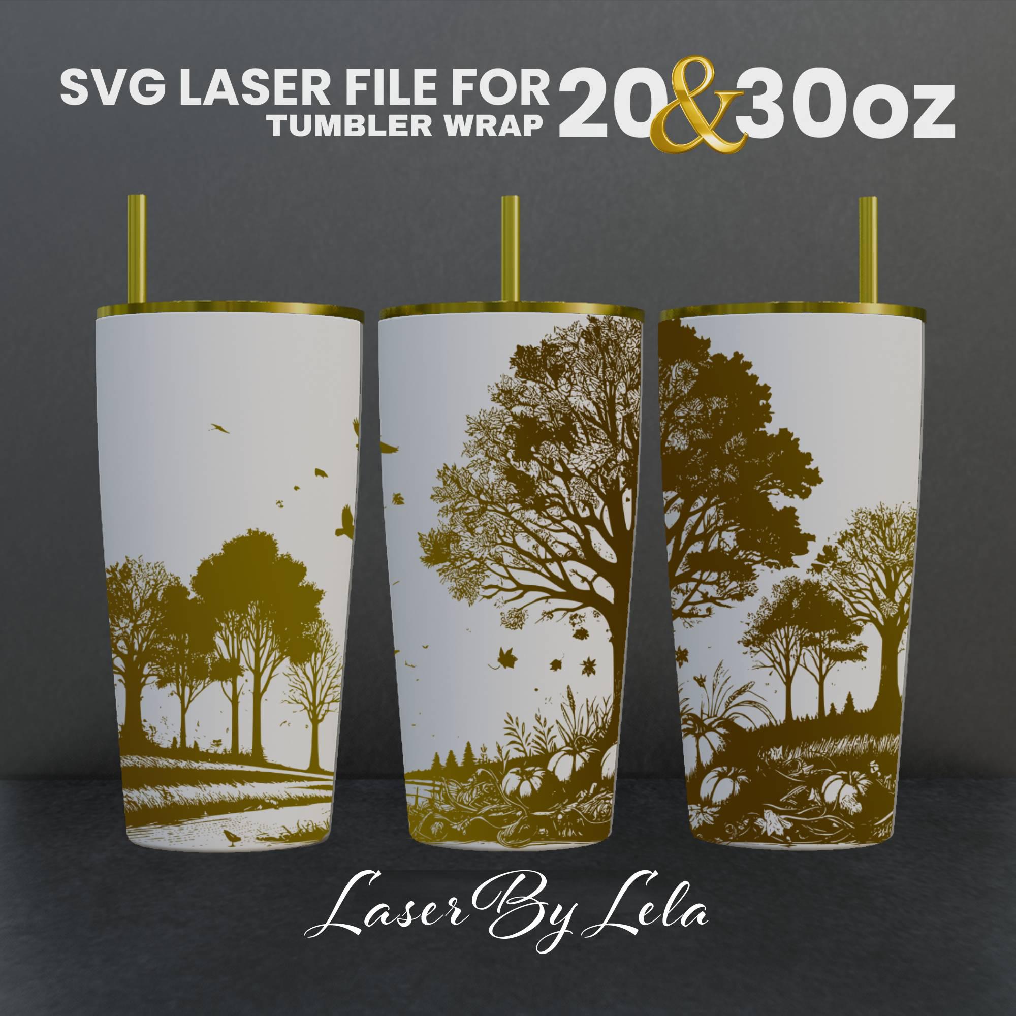 Autumn Laser Engraved Tumbler Wrap Design: Fall Trees SVG (digital ...