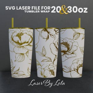 peony v2 Laser Engraved Full Wrap Design For 20 and 30 oz Tumbler, peony SVG Laser file, Flower Tumbler Wrap for Laser Rotary Machine