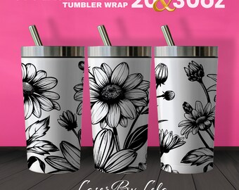 Daisy Laser Engraved Full Wrap Design for 40 Oz Tumbler, Tumbler Wrap ...