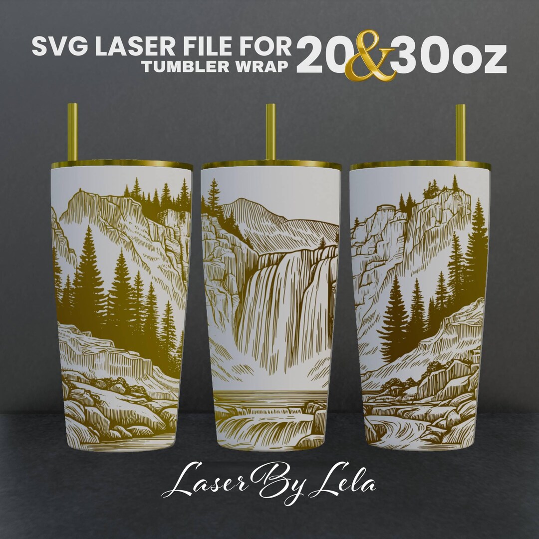 Waterfall Laser Engraved Tumbler Wrap Design: 20 & 30 Oz SVG File - Etsy