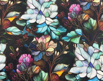 Stained Glass Water Lilies 1 mil PUL Fabric - Made in the USA