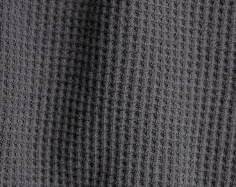 Graphite Organic Cotton Waffle Thermal Fabric - Grown in the USA