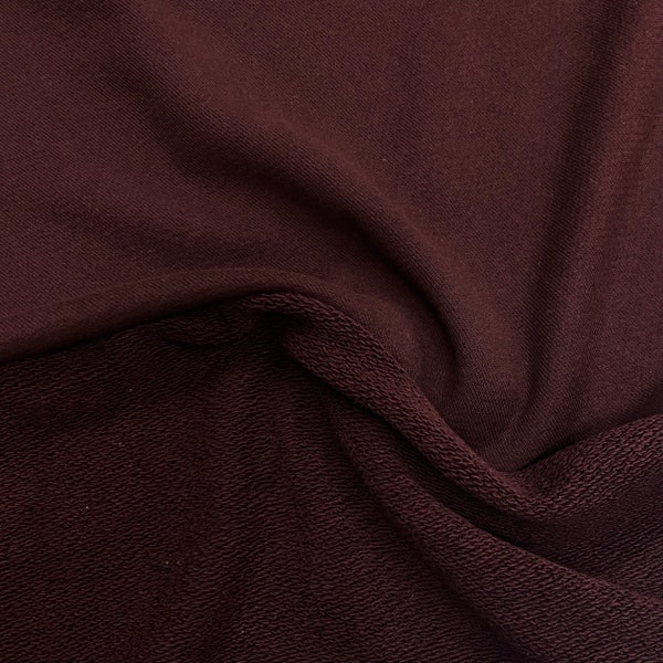 Oxblood Heavy Organic Cotton French Terry Fabric - Grown in the USA