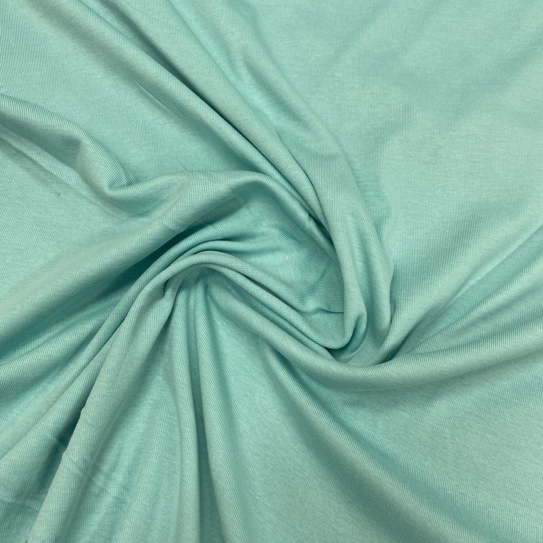 Aqua Organic Cotton Rib Knit Fabric Etsy