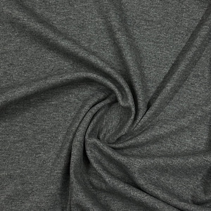 Charcoal Cotton/Merino Wool Interlock Fabric