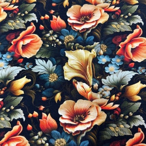 Floral Illustrations on Bamboo/Spandex Jersey Fabric
