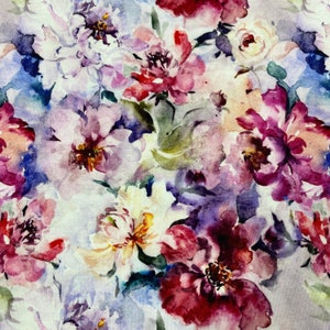 Watercolor Floral on Bamboo Stretch French Terry Fabric