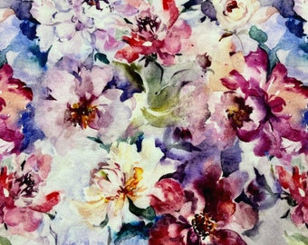 Watercolor Floral on Bamboo Stretch French Terry Fabric