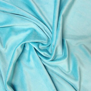 Aqua Blue Cotton Velour Fabric