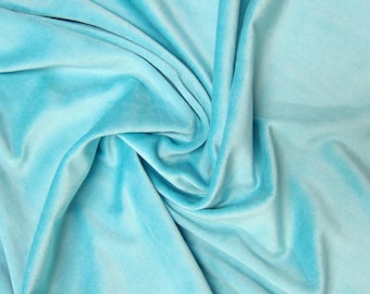 Aqua Blue Cotton Velour Fabric