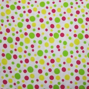Red, Yellow and Green Dots on White Cotton Jersey Fabric