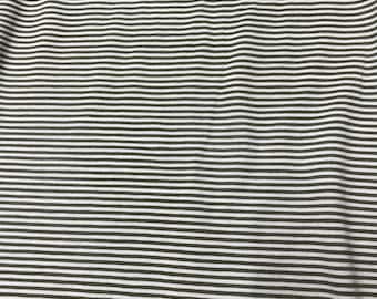 Olive and White 2mm Stripes on Bamboo/Spandex Jersey