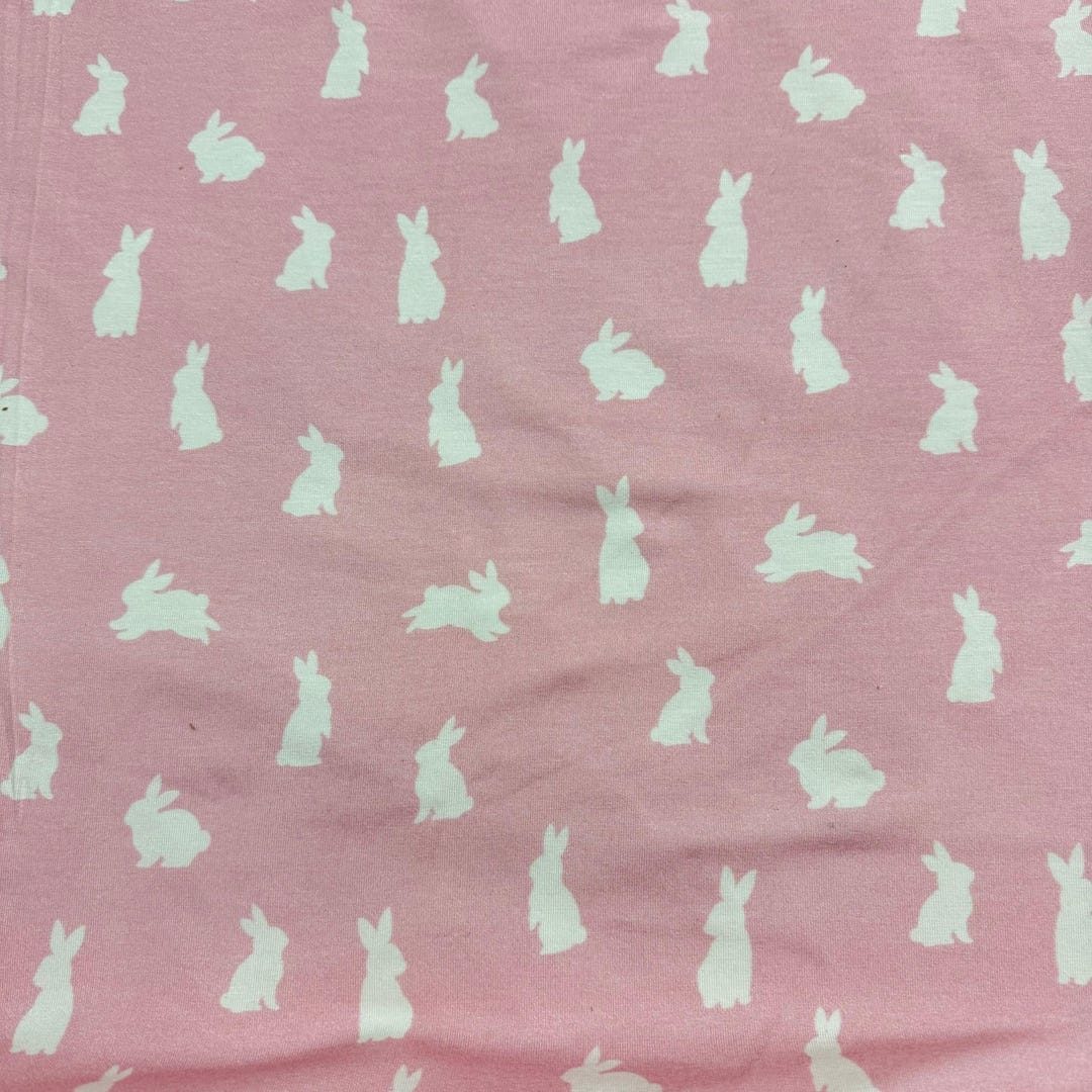 Off Rabbit Clothes Off White Rabbits on Pink Bamboo/spandex Jersey Fabric - Printed in the ...