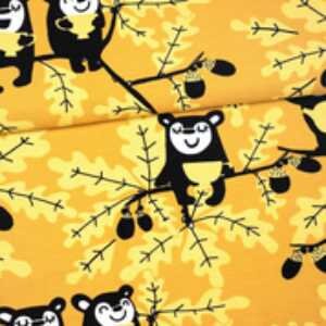 Yellow Oak on Ochre Organic Cotton/Spandex Jersey Fabric