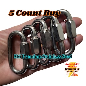316 Stainless Steel Quick link. Marine grade 5/16 (8MM) Diameter material. 2 15/16&#39; inches long. repair chain link. extension. SWL of 2400