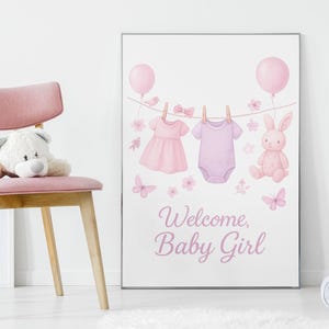 Baby Girl Nursery Poster, Wall Art Decor Print, PinkFloral Room Decoration, Newborn Gift, Baby Shower Decor, nur sery, n ursery, babi-gifted