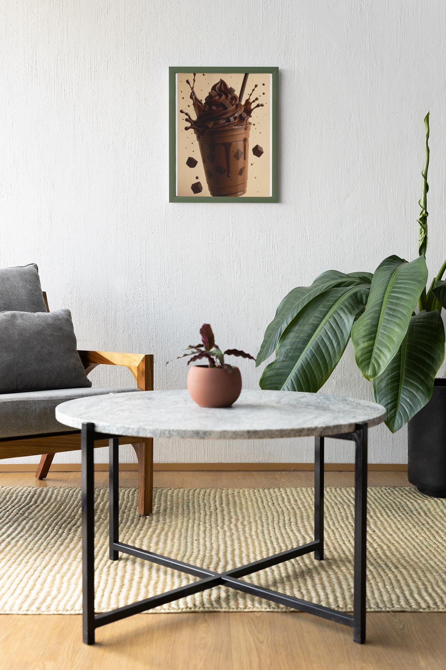 Poster chocolademilkshake, keukenmuurdecoratie, cafékunst, milkshakes, chocolademilkshake, kunstzinnig, wall larte, chocolate ful, chocolate e