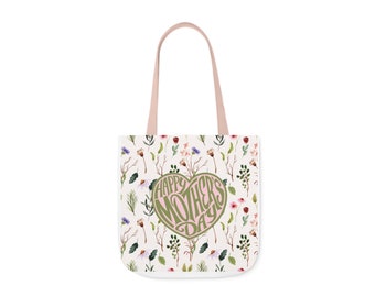 Bloemen Happy Mother&#39;s Day - canvas draagtas, draagtas met 5 kleuren, draagtas vol, draagtas vol, draagtas