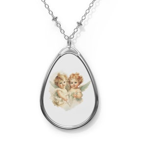 Heaven&#39;s Treasure Angel Oval Necklace