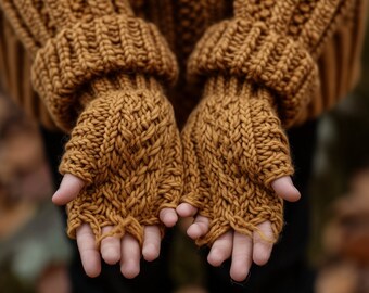 Colorful Striped Handcrafted Knitted Gloves