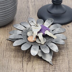Sunflower Ring Dish: Unique 6th or 11th Anniversary Gift, Metal Wall Art, Coffee Table Jewelry Holder