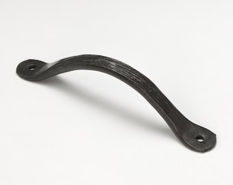 Rustic Wrought Iron Tree Bark Cabinet Pull - Flat Black Farmhouse Hardware for Kitchen & Bathroom