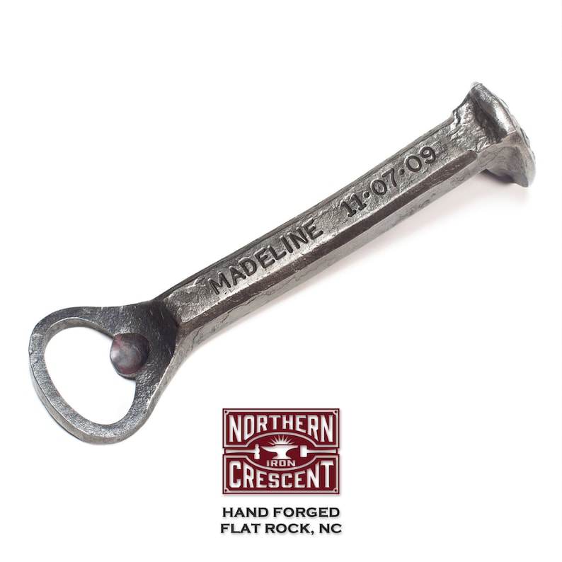 6th anniversary gift for him, 11th anniversary gift for him, Iron gifts for men, steel gifts for men, Railroad Spike Bottle Opener B16 image 1