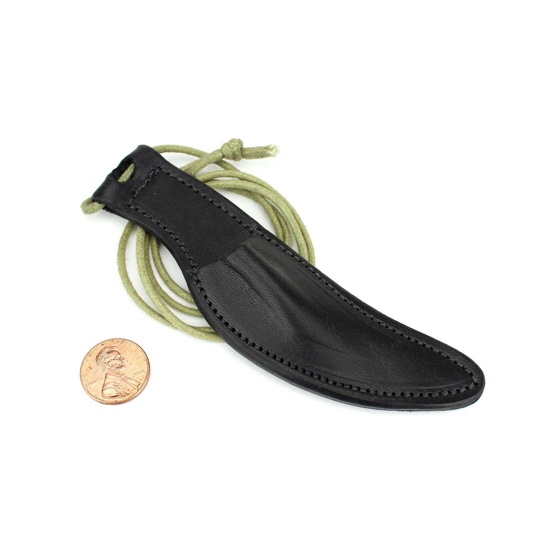 Tiny Black Leather Spike Knife Necklace Sheath for Tiny Knives Etsy
