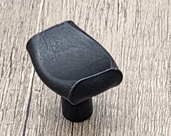 Rustic Black Wrought Iron Thumb Smash Knob - Farmhouse Kitchen Cabinet Hardware Pull