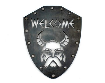 Iron Welcome Sign, 6th Anniversary Gift For Him, Iron gifts for him, Medieval Wall Art, Man Cave Wall Sign,