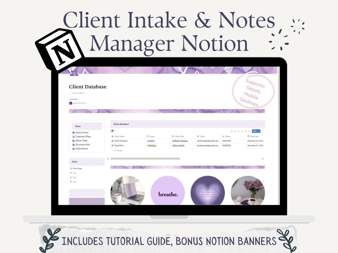 Client Intake Manager Notion Template | Client Intake Form | Client ...