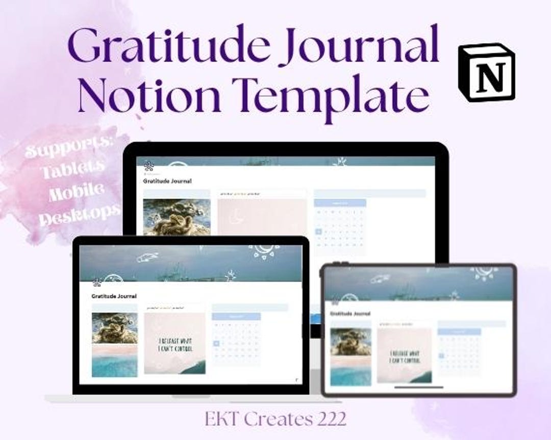 Gratitude Journal Notion Template | Emotional Regulation | Self Love ...