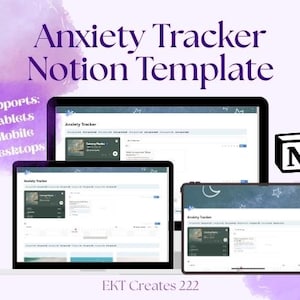 Anxiety Tracker Notion Template | ADHD Digital Planner | Mental Health Journal | Digital Download | Digital Journal | Self Care Planner