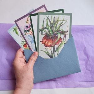 Frühling Postkarten Blumen Malerei Fizalis Anemone Fritillaria Garten Blumen orange Kranz Briefpapier A6 gerahmte Wand Dekoration 10x15