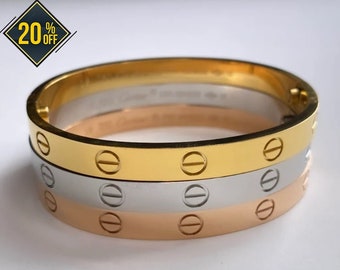 Bracelet en or pour femme à la mode - Bracelet en or délicat - Bracelet d'amour à vis - Cadeau pour elle
