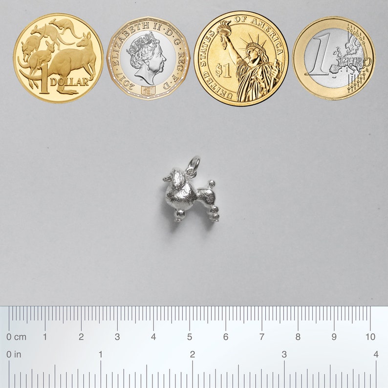 Poodle Dog Charm Sterling Silver Solid .925 Pendant