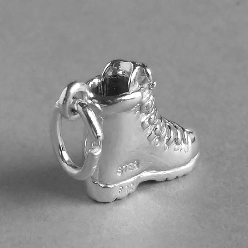Hiking Boot Charm Sterling Silver Pendant Solid .925 Walking Rambling Hike Footwear Pendant