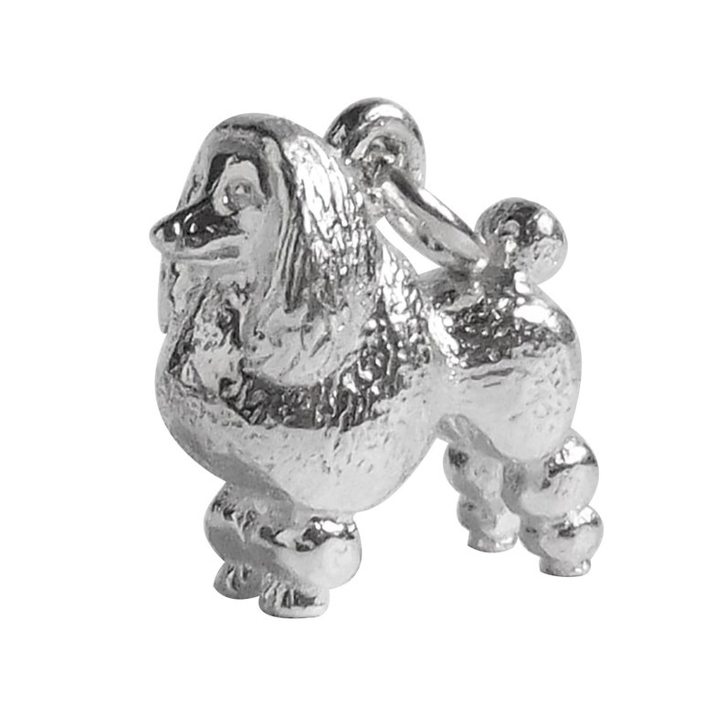 Poodle Dog Charm Sterling Silver Solid .925 Pendant