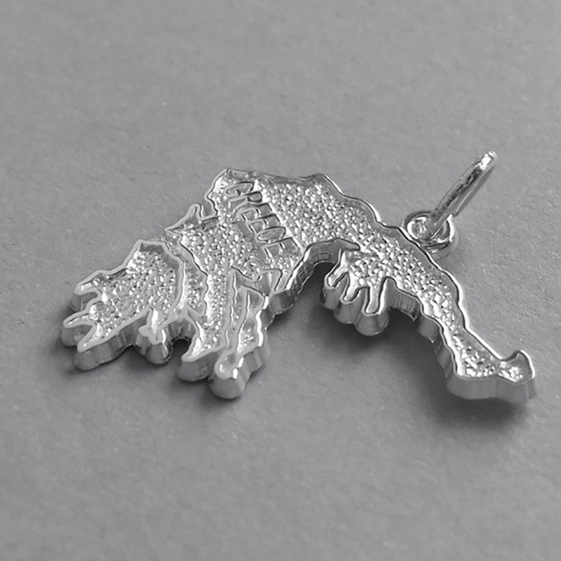 Greece Map Of Sterling Silver Bracelet Charm Solid .925 Greek Travel Souvenir Europe Mediterranean